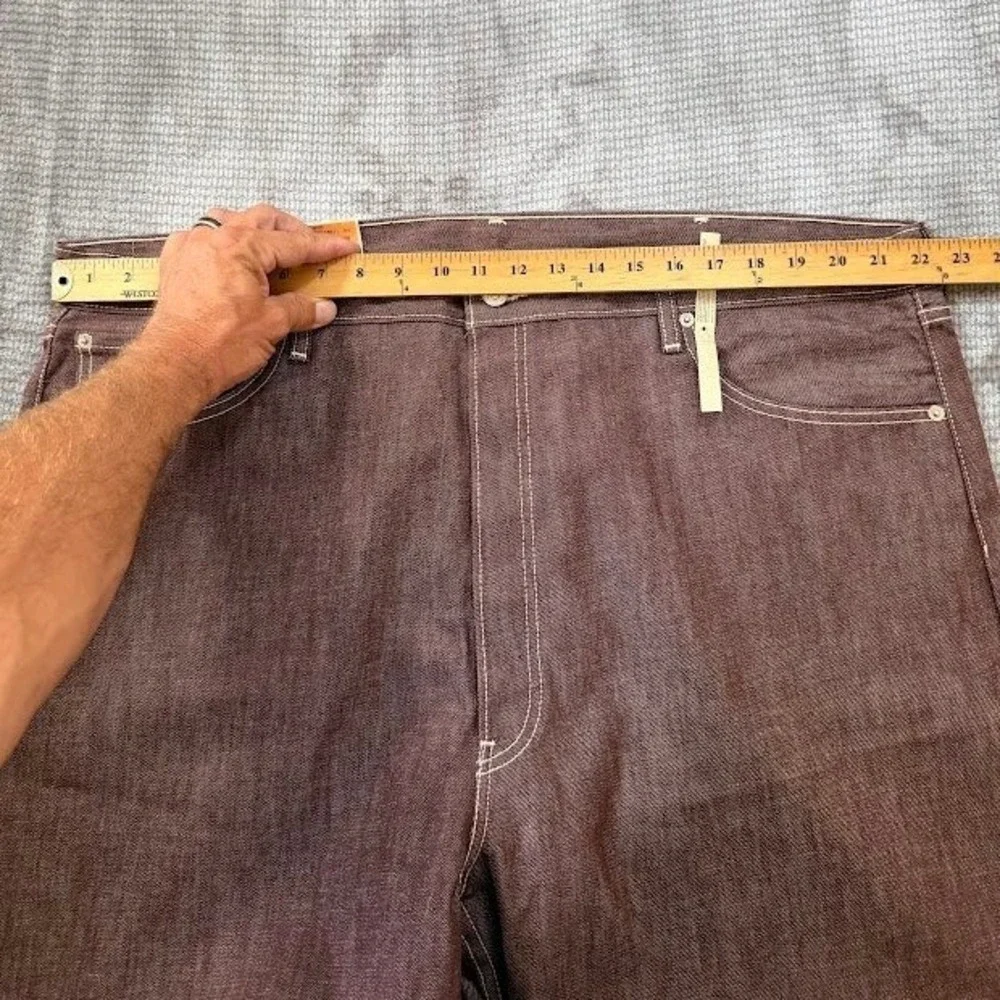 Levis 501 XX Original Fit Jeans Mens 44x34 Burgundy Brown White Stitch Denim NEW